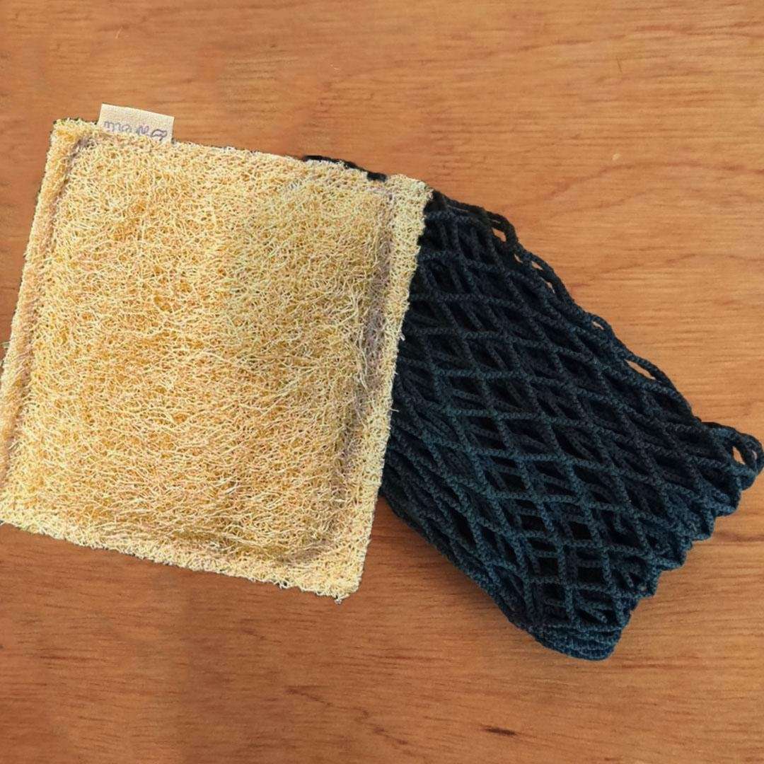 Esfregão de rede + Bucha vegetal quadradinha